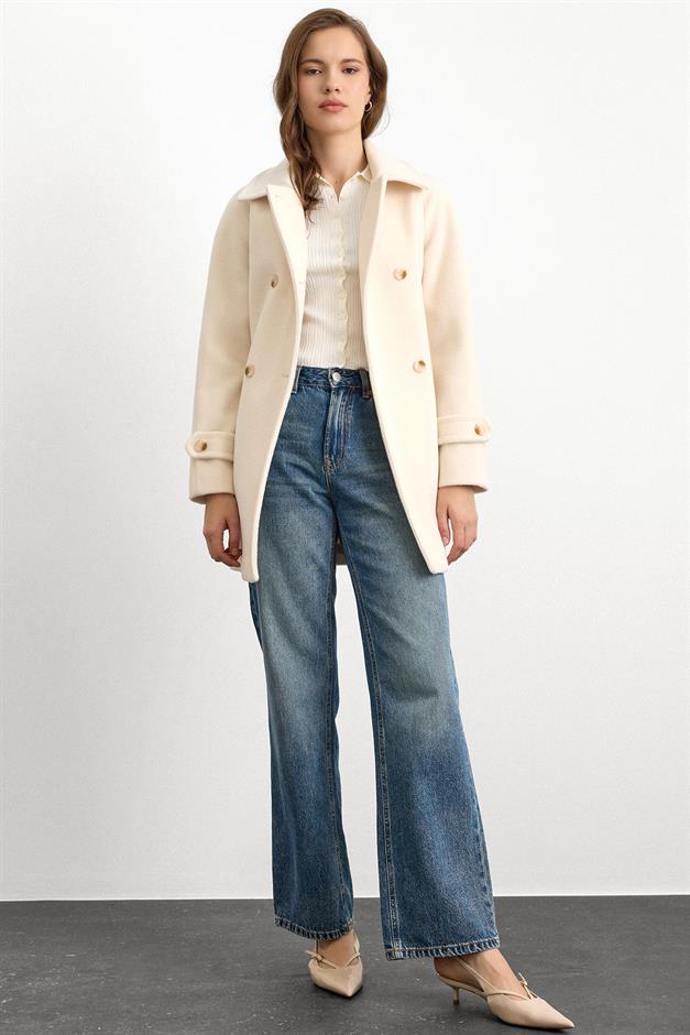 Reglan Kol Kruvaze Kısa Kaban EKRU 3150