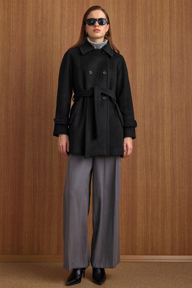 Reglan Kol Kruvaze Kısa Kaban SİYAH 3150