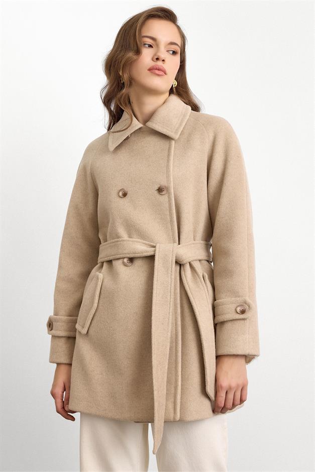 Reglan Kol Kruvaze Kısa Kaban TAŞ 3150