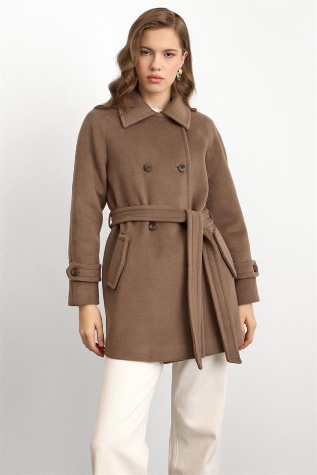 Reglan Kol Kruvaze Kısa Kaban VİZON 3150