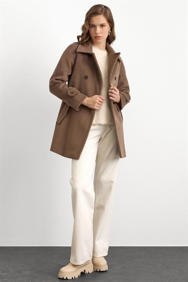 Reglan Kol Kruvaze Kısa Kaban VİZON 3150