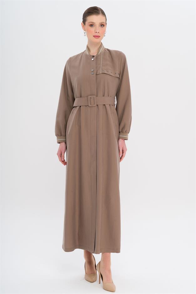 Ribana Detaylı Astarsız Modal Pardesü A.KAHVE 6744