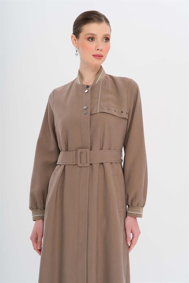 Ribana Detaylı Astarsız Modal Pardesü A.KAHVE 6744