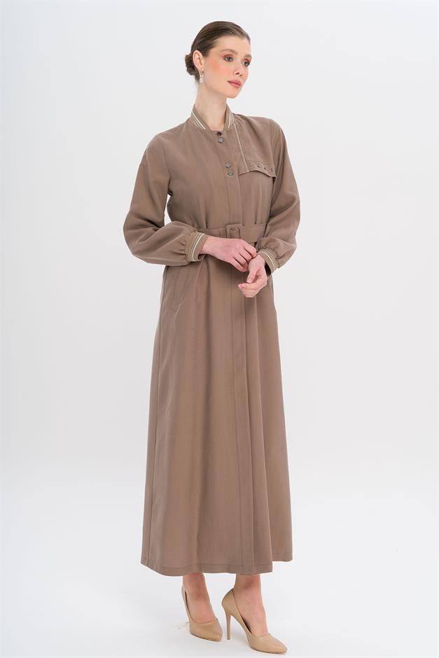 Ribana Detaylı Astarsız Modal Pardesü A.KAHVE 6744