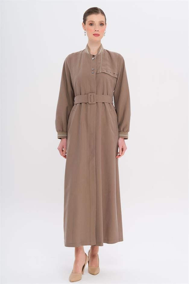 Ribana Detaylı Astarsız Modal Pardesü A.KAHVE 6744