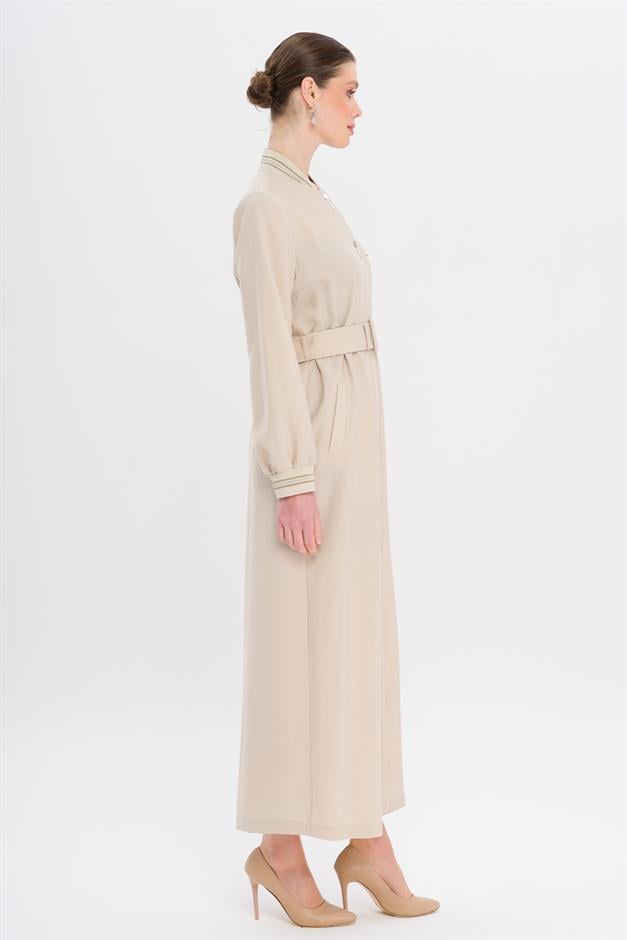 Ribana Detaylı Astarsız Modal Pardesü TAŞ 6744