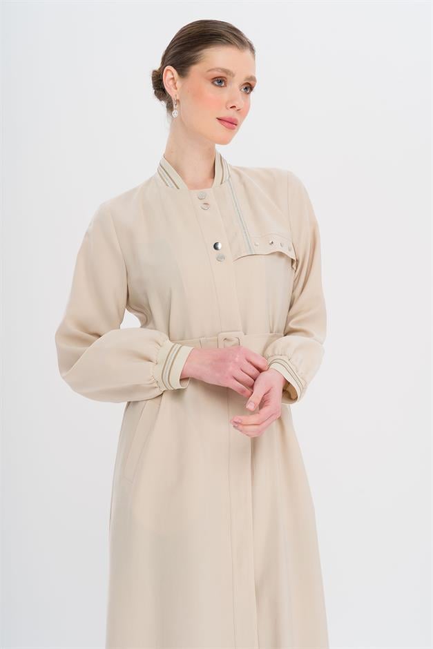 Ribana Detaylı Astarsız Modal Pardesü TAŞ 6744