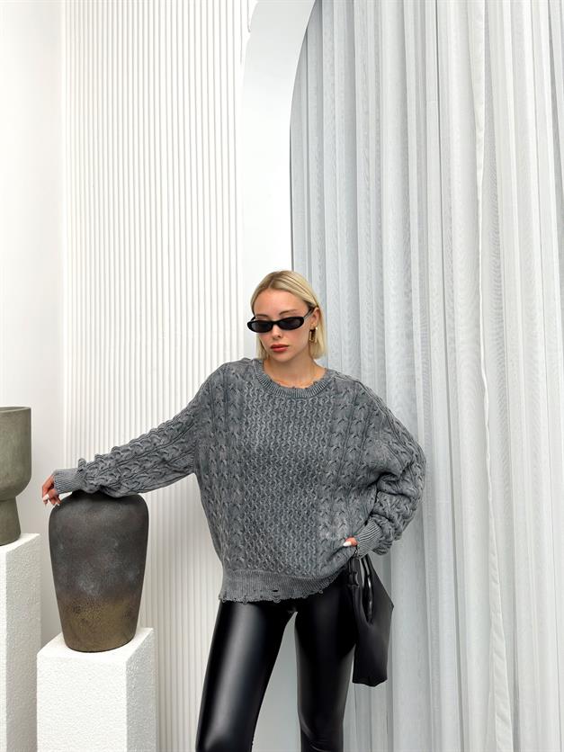 Hair Knitted Vintage Skirted Casual Knitwear Sweater HARD COAL 8239