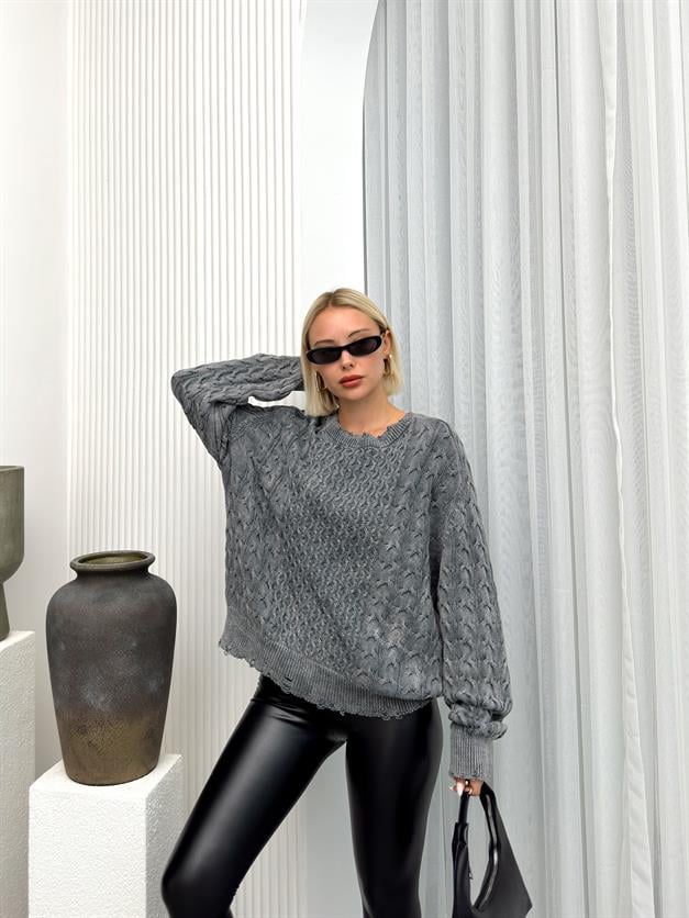 Hair Knitted Vintage Skirted Casual Knitwear Sweater HARD COAL 8239