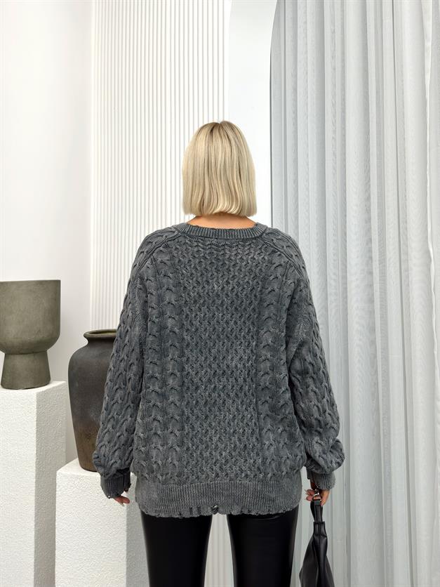 Hair Knitted Vintage Skirted Casual Knitwear Sweater HARD COAL 8239