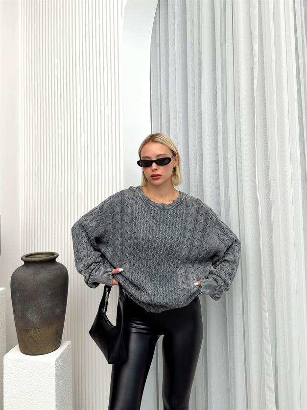 Hair Knitted Vintage Skirted Casual Knitwear Sweater HARD COAL 8239