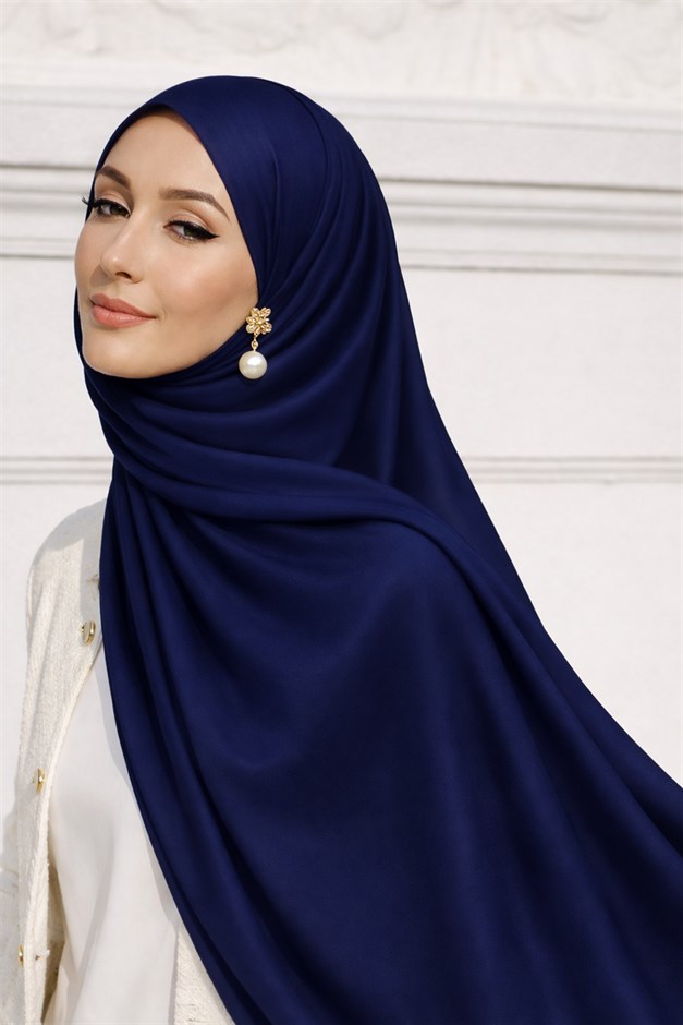Saten Dokulu Janjanlı Abiye Şal K. İNDİGO 102