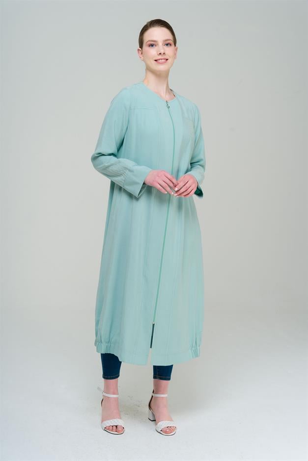 تنورة مجمعة مطرزة بتفاصيل ورقبة دائرية وغطاء رأس غير مبطن مثل 6589