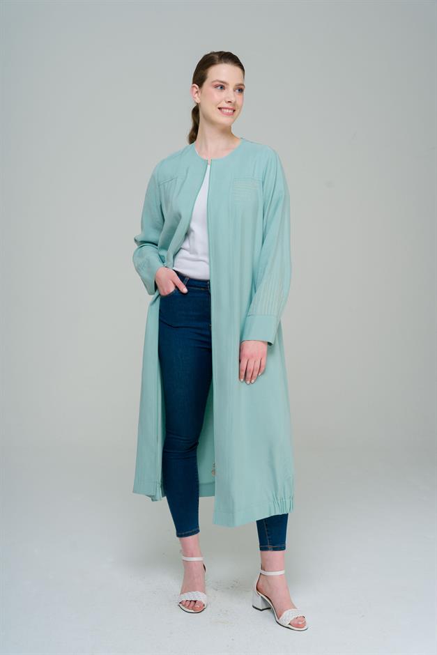 تنورة مجمعة مطرزة بتفاصيل ورقبة دائرية وغطاء رأس غير مبطن مثل 6589