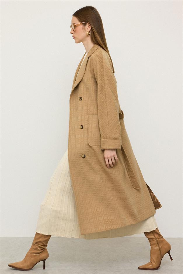 معطف كبير الحجم بتصميم ذاتي وطبعة محدودة مع جيب كامل 3140