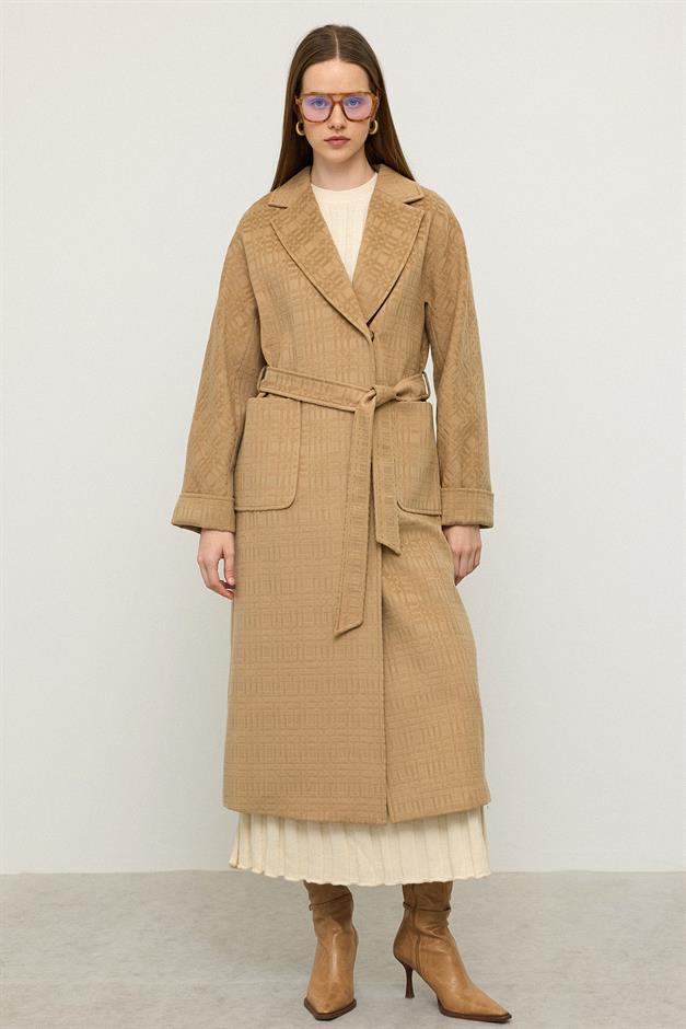 معطف كبير الحجم بتصميم ذاتي وطبعة محدودة مع جيب كامل 3140