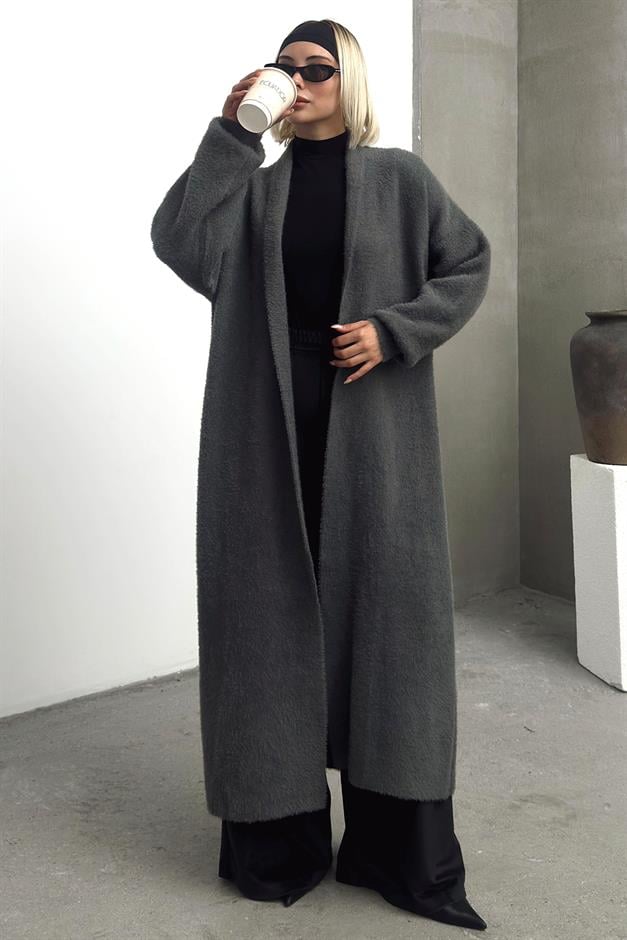 Long Loose Knit Cardigan HARD COAL 8245