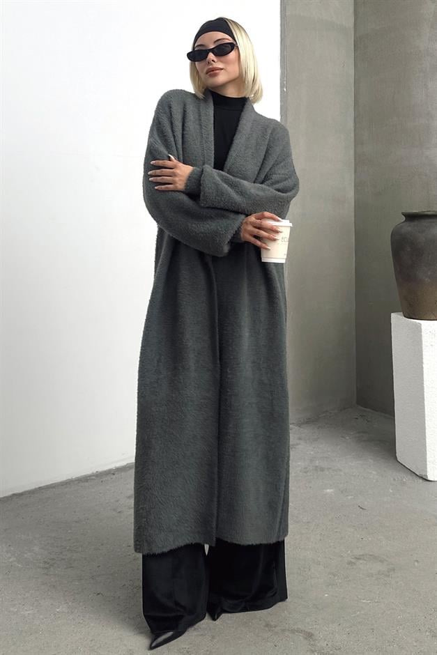 Long Loose Knit Cardigan HARD COAL 8245