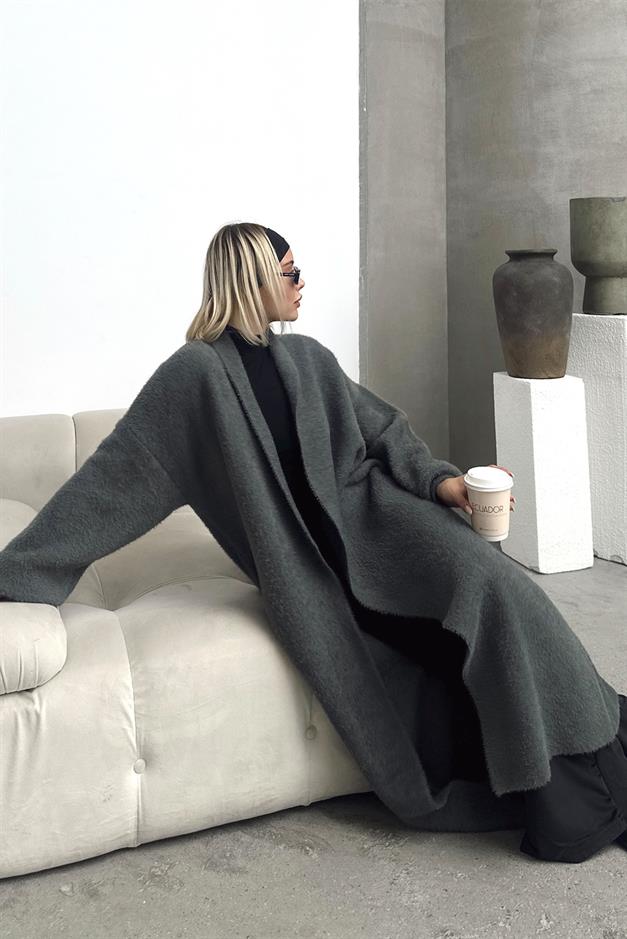 Long Loose Knit Cardigan HARD COAL 8245