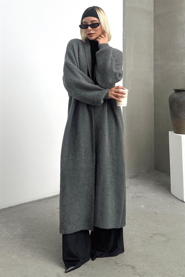 Long Loose Knit Cardigan HARD COAL 8245