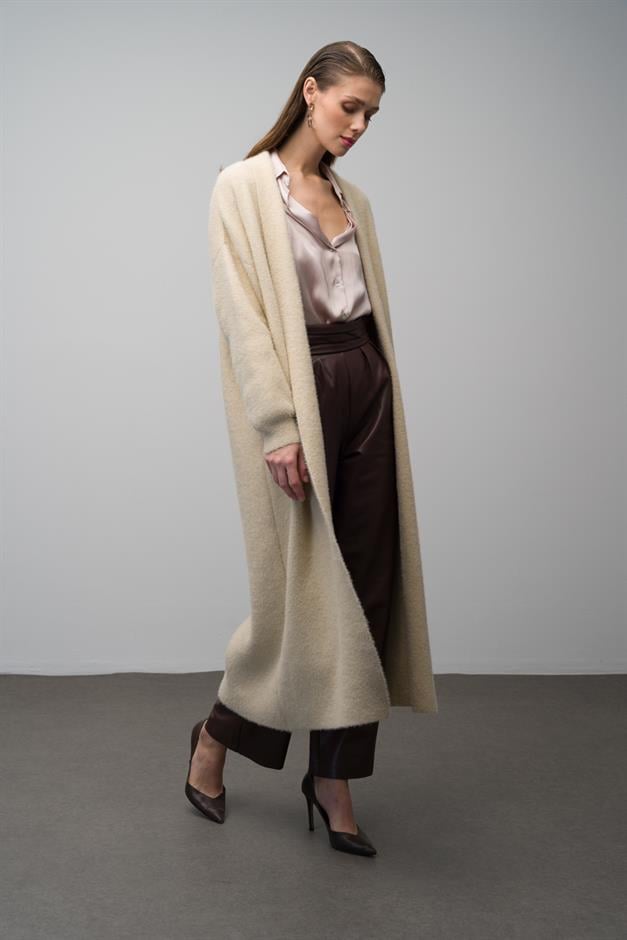 Long Loose Knit Cardigan IVORY 8245