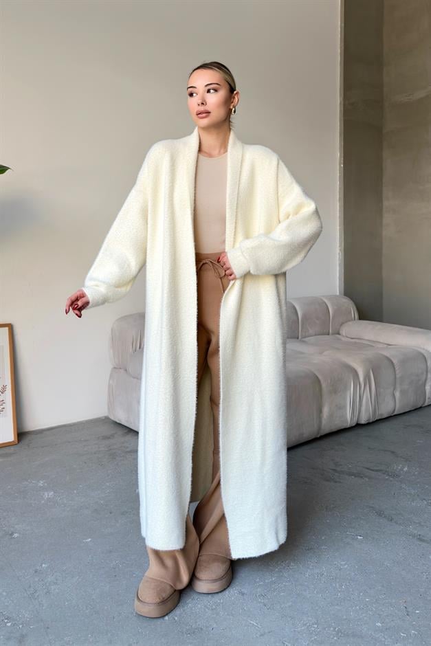 Long Loose Knit Cardigan IVORY 8245