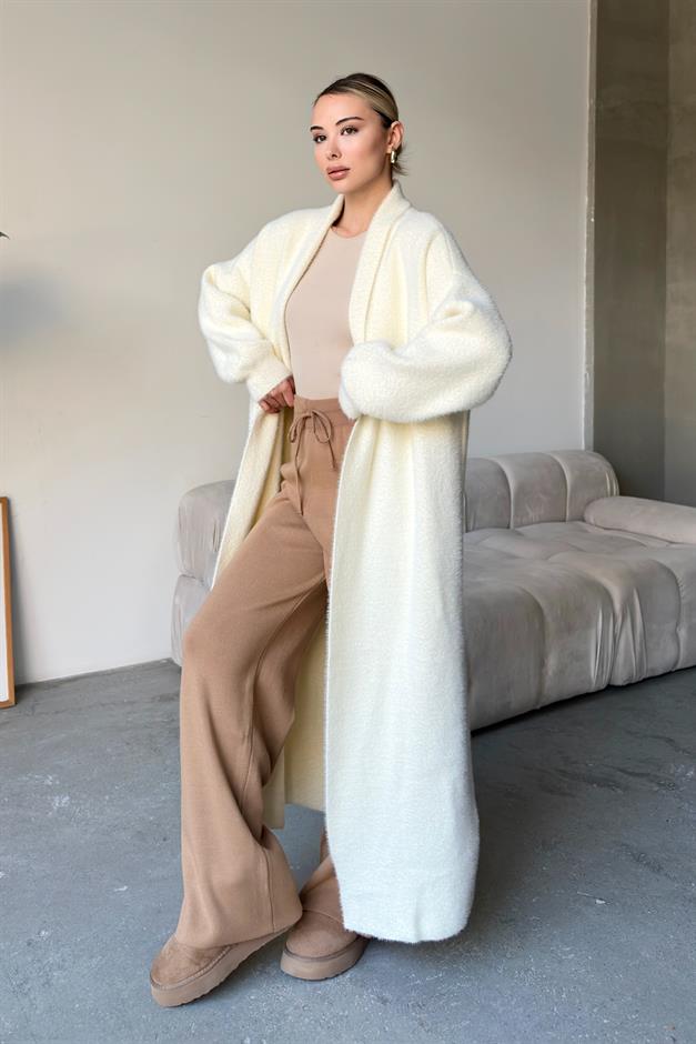 Long Loose Knit Cardigan IVORY 8245