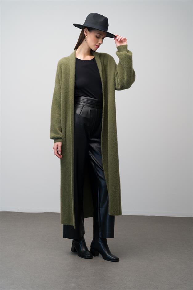 Long Loose Knit Cardigan DRAB 8245