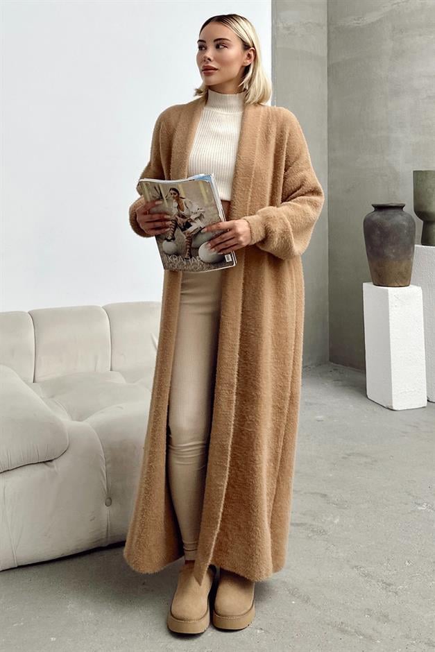 Long Loose Knit Cardigan CAMEL 8245