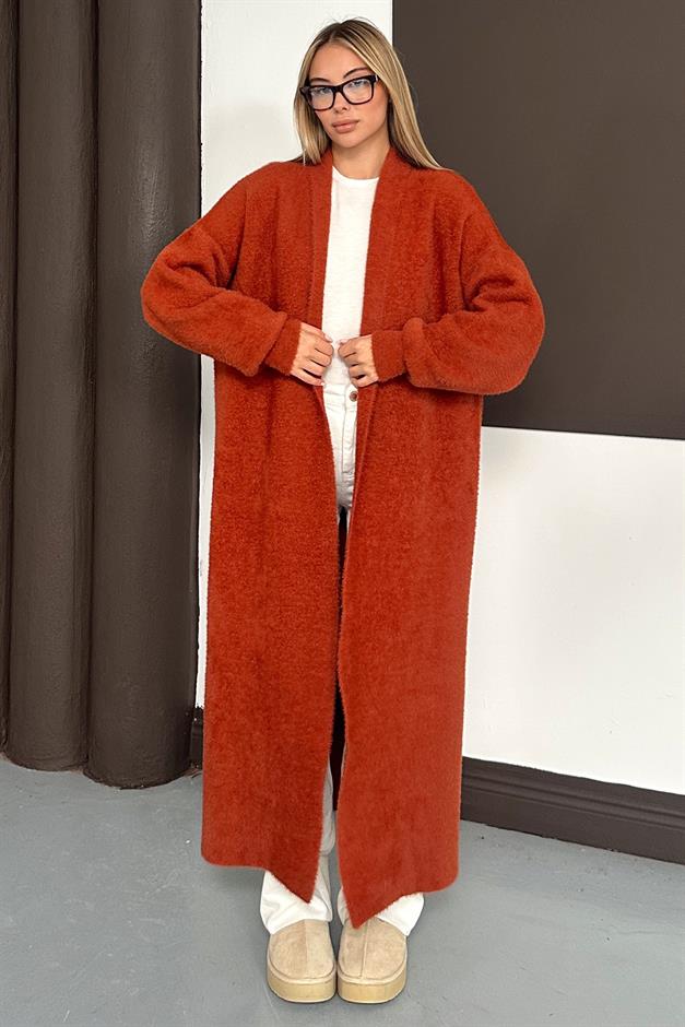 Uzun Salaş Triko Hırka KİREMİT 8245