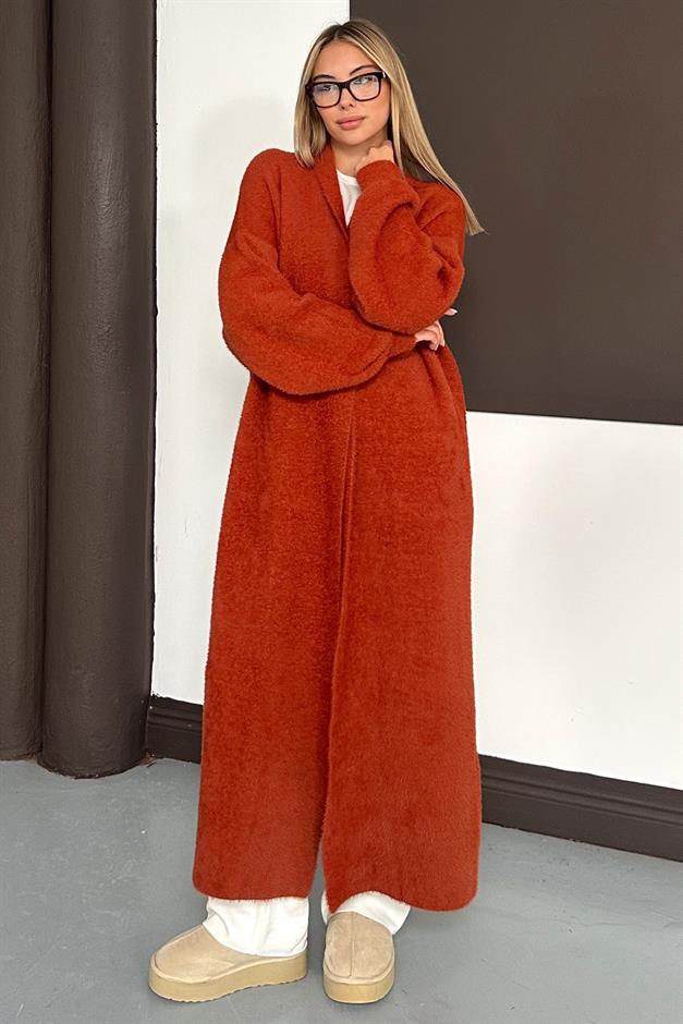 Uzun Salaş Triko Hırka KİREMİT 8245