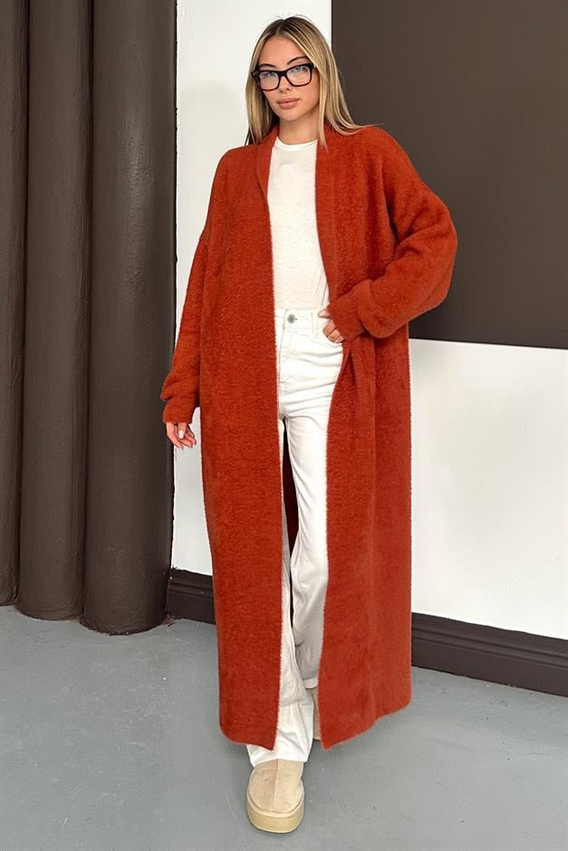 Uzun Salaş Triko Hırka KİREMİT 8245