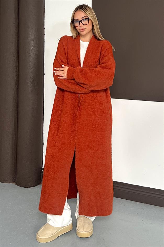 Uzun Salaş Triko Hırka KİREMİT 8245