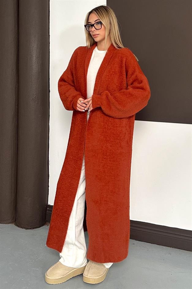 Uzun Salaş Triko Hırka KİREMİT 8245