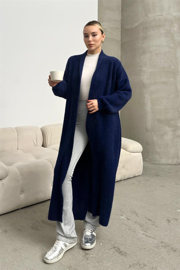 Long Loose Knit Cardigan NAVY 8245