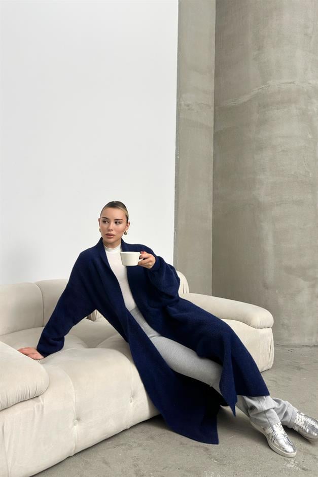 Long Loose Knit Cardigan NAVY 8245