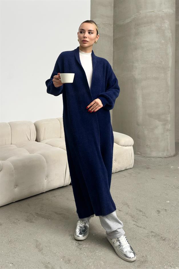 Long Loose Knit Cardigan NAVY 8245