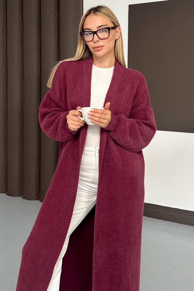 Uzun Salaş Triko Hırka MÜRDÜM 8245