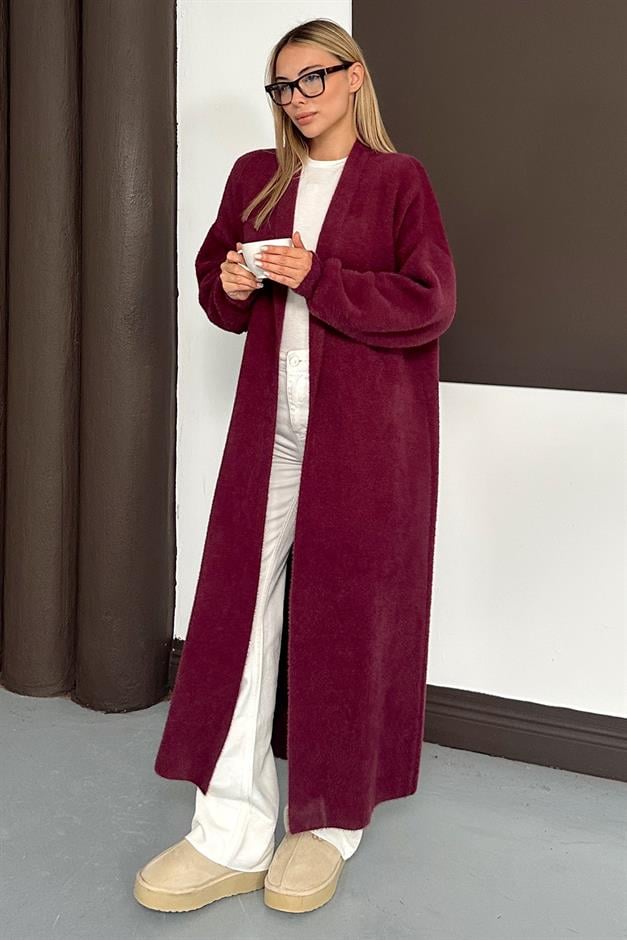 Uzun Salaş Triko Hırka MÜRDÜM 8245