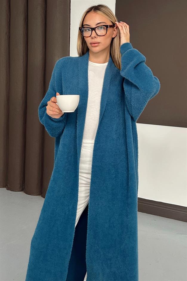 Uzun Salaş Triko Hırka PETROL 8245