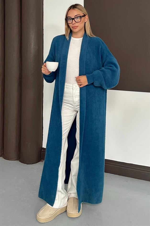 Uzun Salaş Triko Hırka PETROL 8245