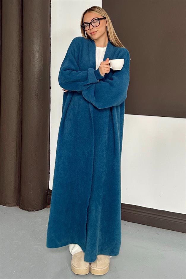 Uzun Salaş Triko Hırka PETROL 8245