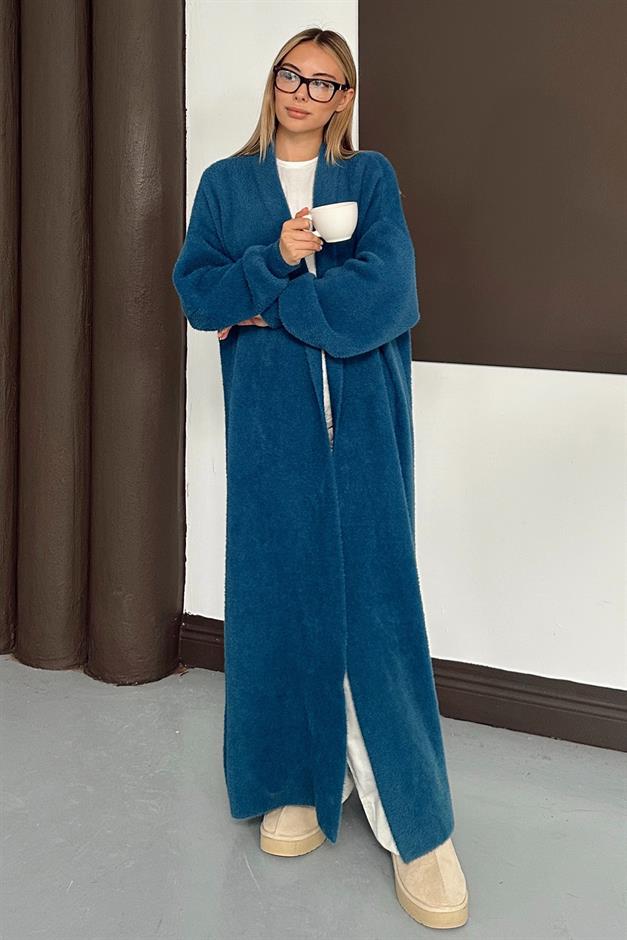 Uzun Salaş Triko Hırka PETROL 8245