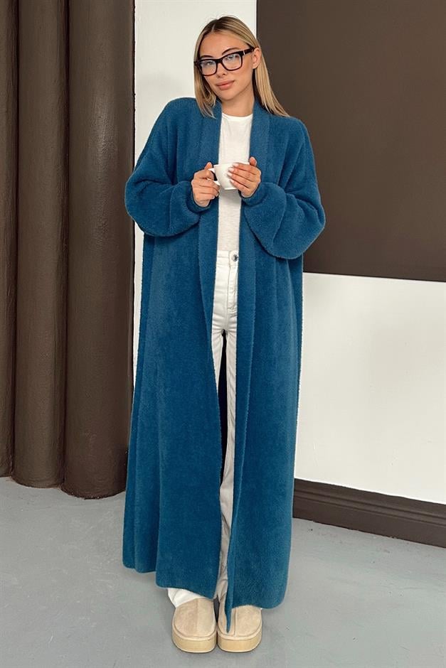 Uzun Salaş Triko Hırka PETROL 8245