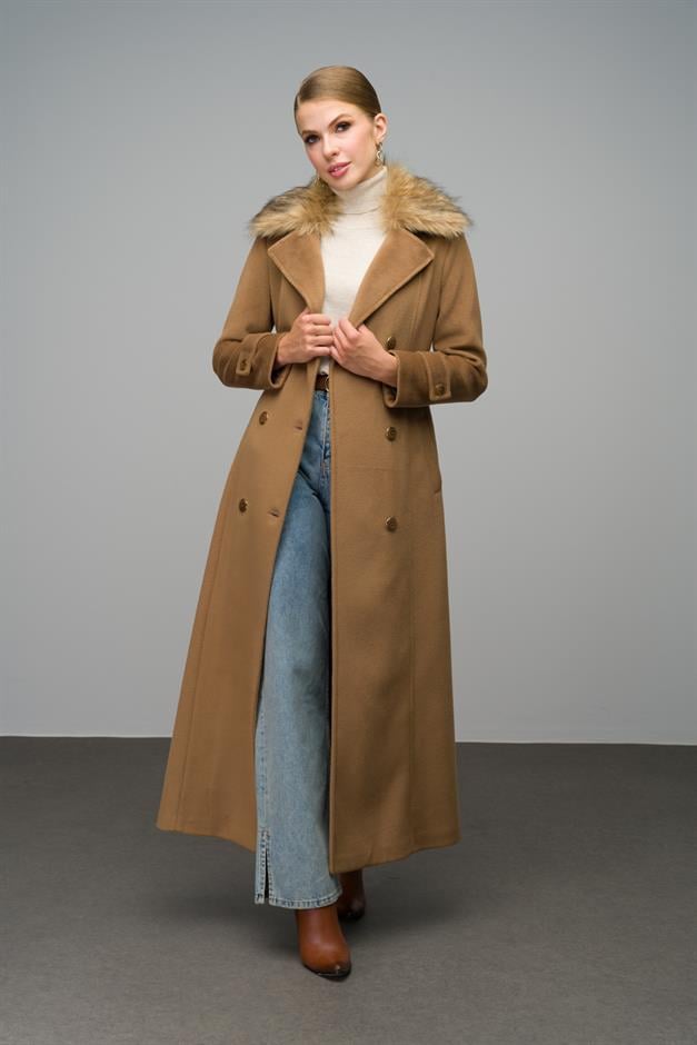 Double-breasted fur coat with removable collar K. KAMEL 3991