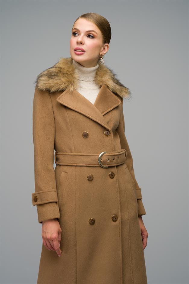 Double-breasted fur coat with removable collar K. KAMEL 3991