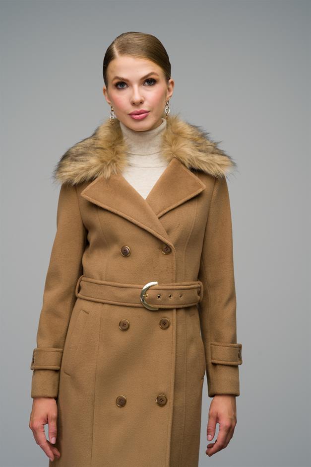 Double-breasted fur coat with removable collar K. KAMEL 3991