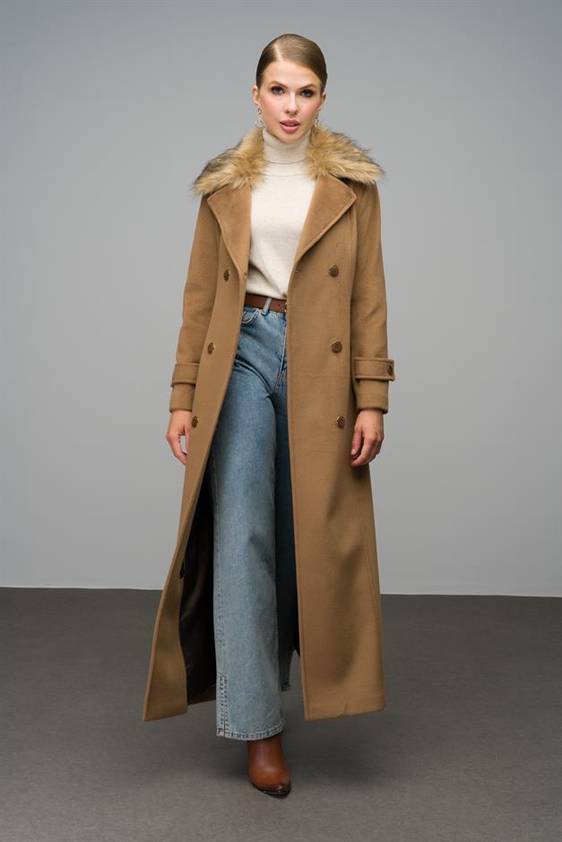 Double-breasted fur coat with removable collar K. KAMEL 3991