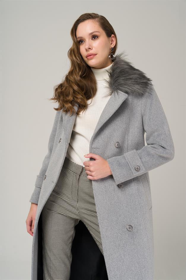 Double-breasted fur coat with removable collar A.GRI 3991