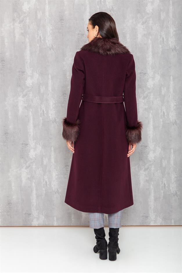 Mens Mid-Length Coat with Removable Fur Collar and Cuffs DAMSON 3636